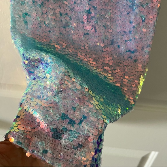 B. Darlin Iridescent Mermaid Open Back Mini Party Dress - Picture 7 of 9